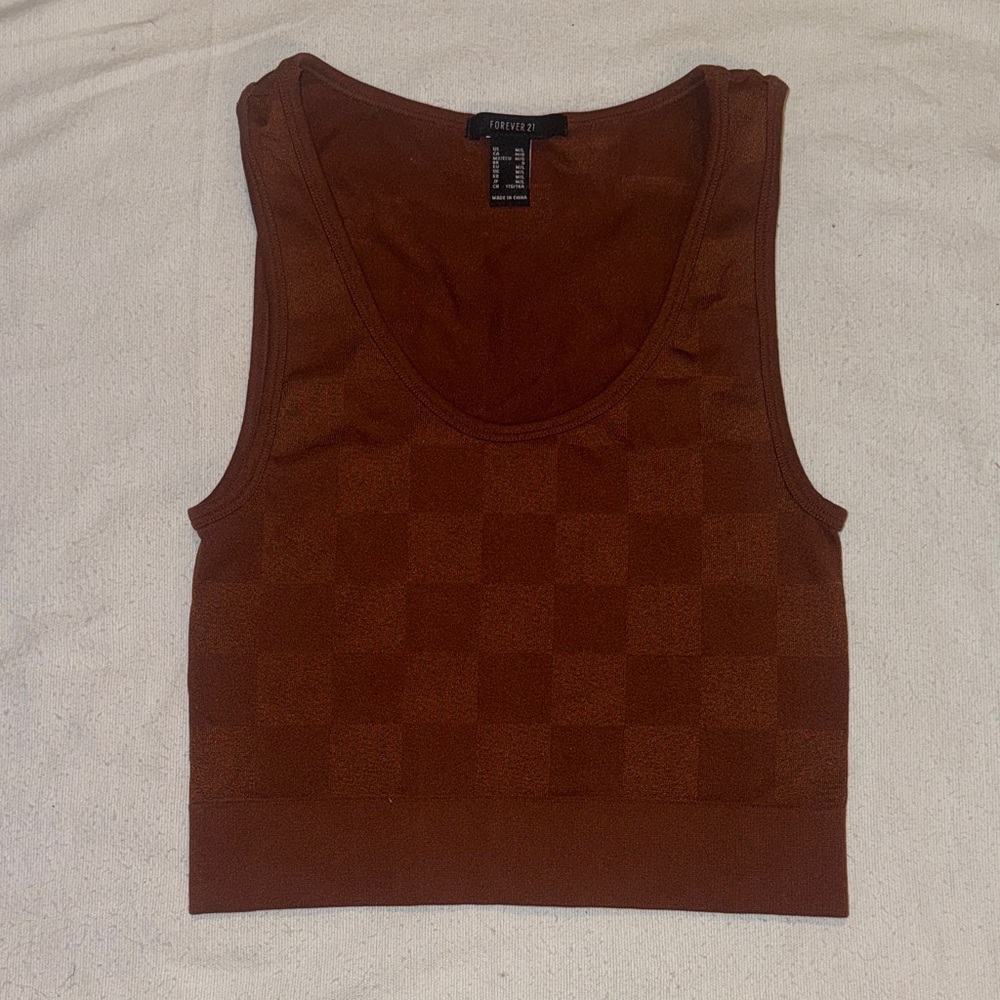 Forever 21 Brown Checkered Tank Top